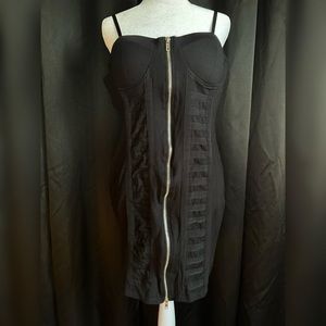 Black Strapless Dress with Zipper Front